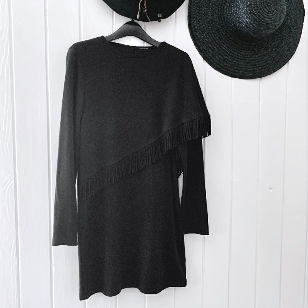 Fringe Shawl Knit Mini Dress